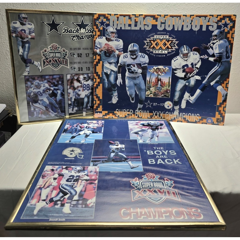 DALLAS COWBOYS  Team Of The 90's Super Bowl Poster Lot Of 3 - XXVII, XXVIII, XXX